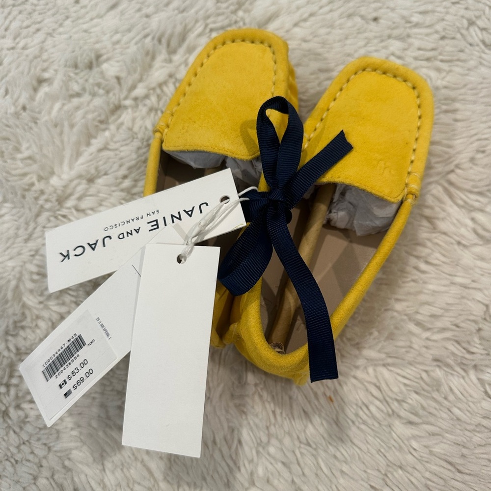 NWT Janie and Jack size 7 yellow leather driving shoes NEW